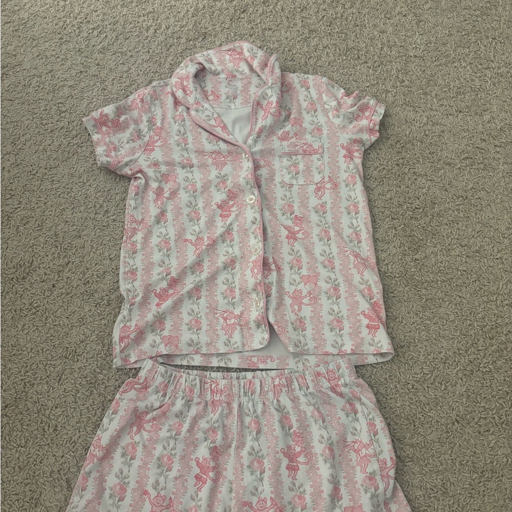 Roller Rabbit x Love Shack Fancy Pink and White Short Sleeve PJ Set